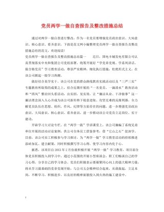 党员两学一做自查报告及整改措施总结