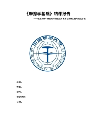 摩擦学结课报告