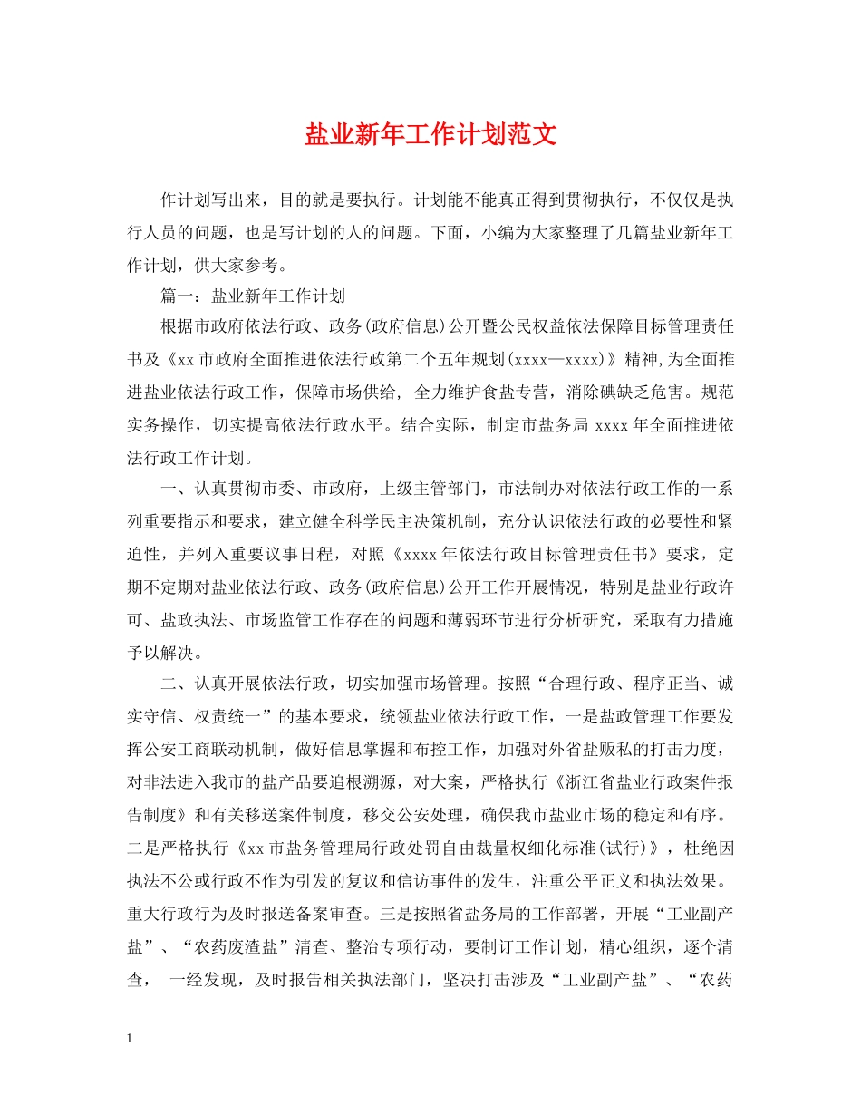 盐业新年工作计划范文 _第1页