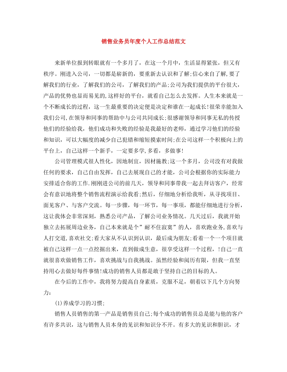 销售业务员年度个人工作总结范文_第1页