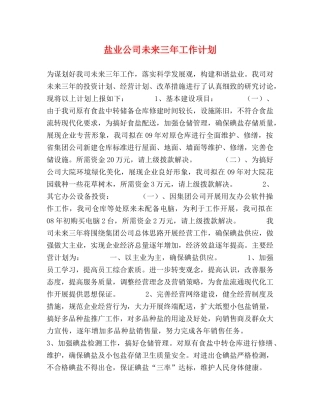盐业公司未来三年工作计划 