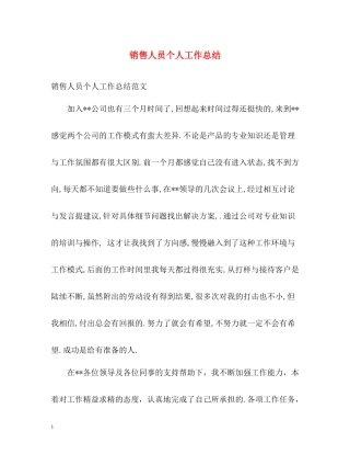销售人员个人工作总结2