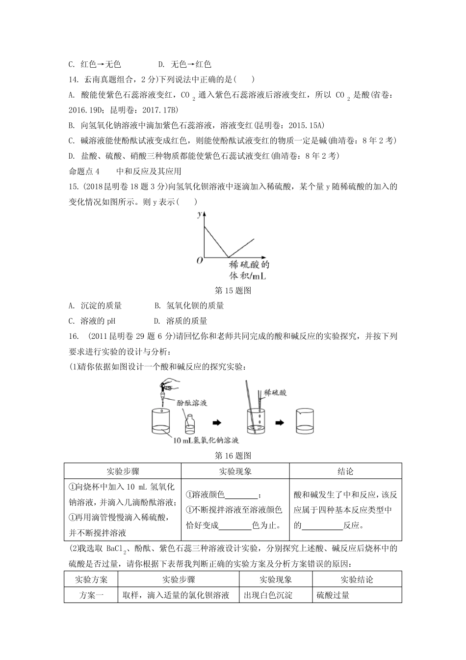 中考化学第十单元 酸和碱中考真题专题训练含答案 _第3页