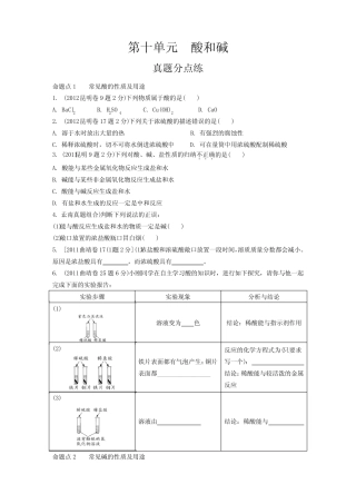 中考化学第十单元 酸和碱中考真题专题训练含答案 