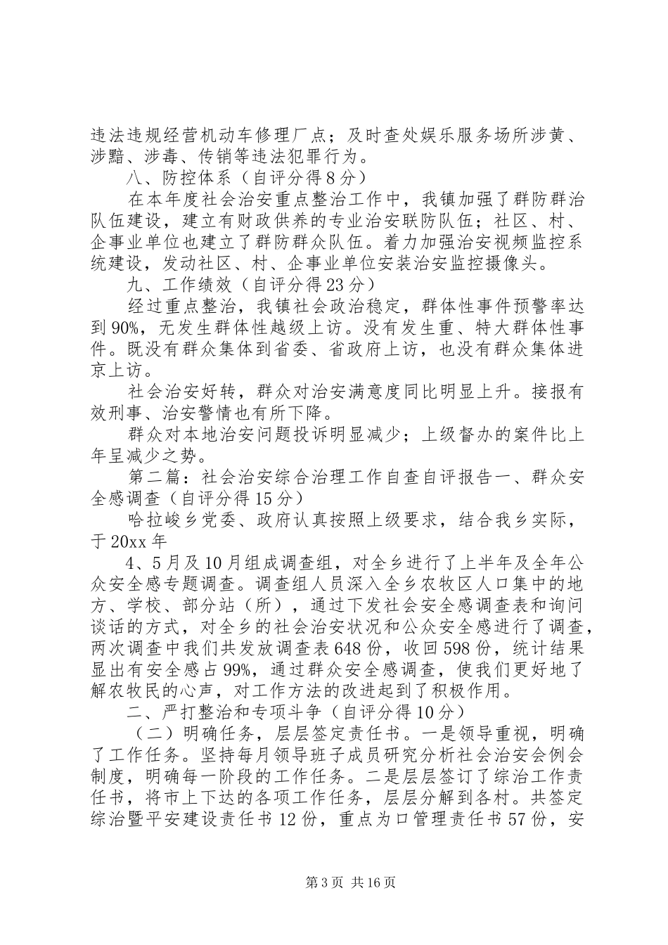 社会治安重点整治工作自查自评报告_第3页
