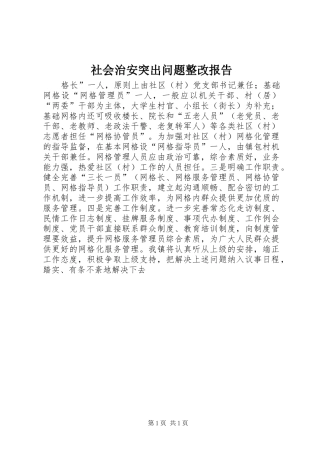 社会治安突出问题整改报告