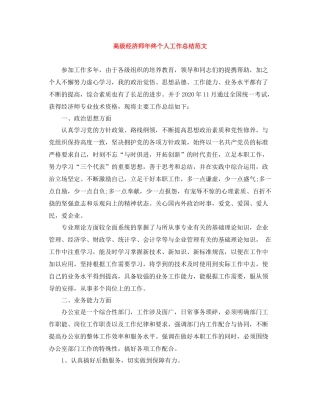 高级经济师年终个人工作总结范文
