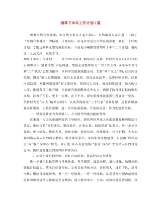 烟草下半年工作计划2篇 