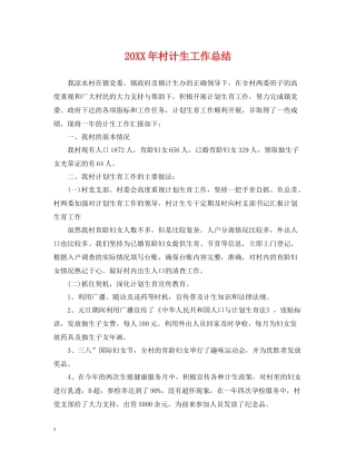 村计生工作总结