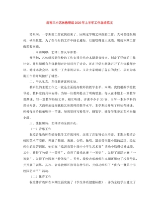 沂南三小艺体教研组2020年上半年工作总结范文 