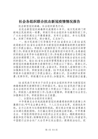 社会各组织联合抗击新冠疫情情况报告