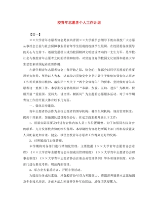 校青年志愿者个人工作计划 