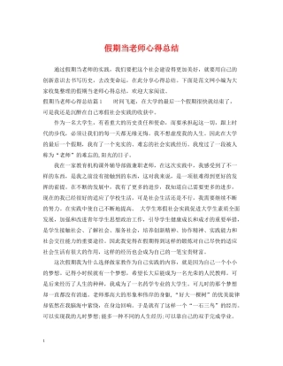 假期当老师心得总结