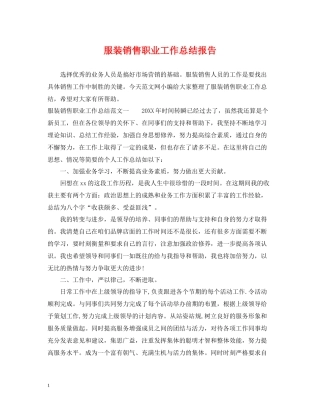 服装销售职业工作总结报告
