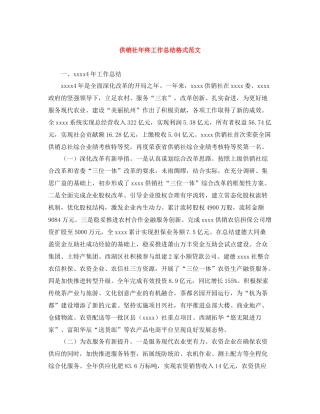 供销社年终工作总结格式范文