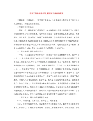 校长工作总结怎么写_副校长工作总结范文 