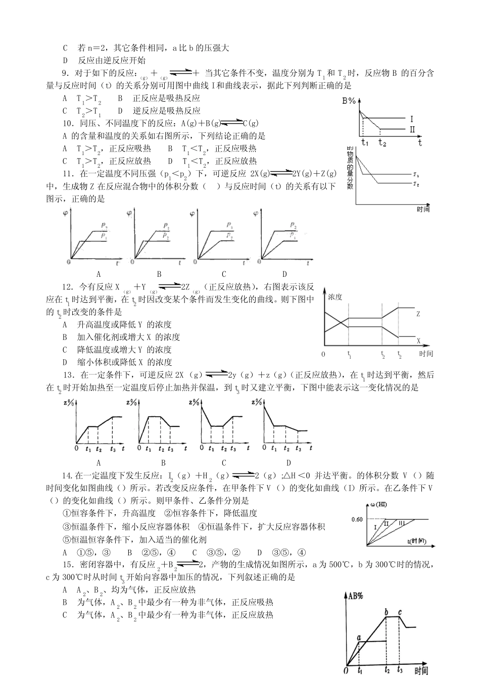 化学反应速率化学平衡图像题精选精练 _第2页