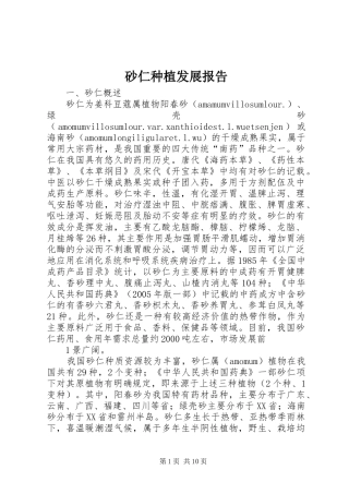 砂仁种植发展报告