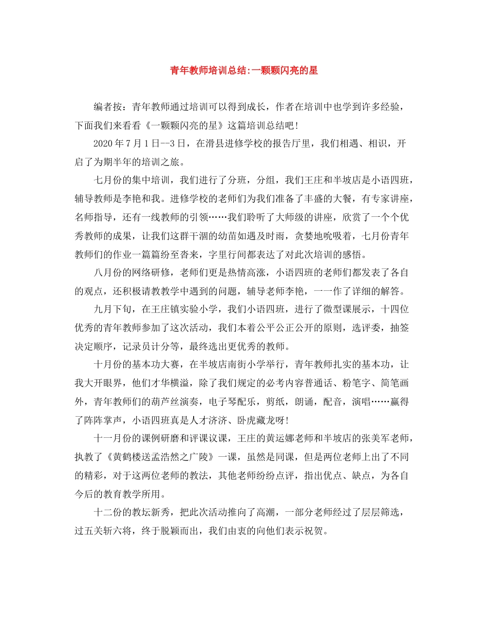 青年教师培训总结一颗颗闪亮的星_第1页