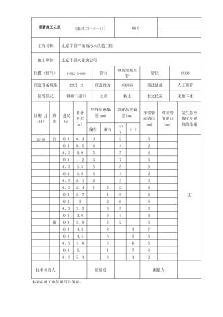 顶管施工记录