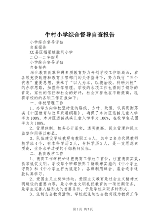 牛村小学综合督导自查报告