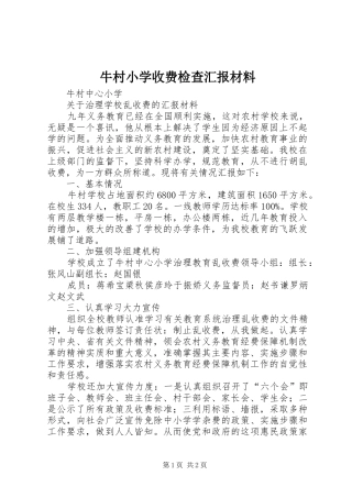 牛村小学收费检查汇报材料