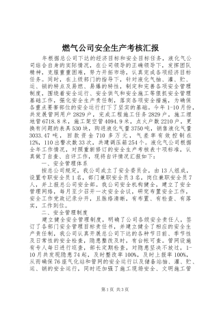 燃气公司安全生产考核汇报