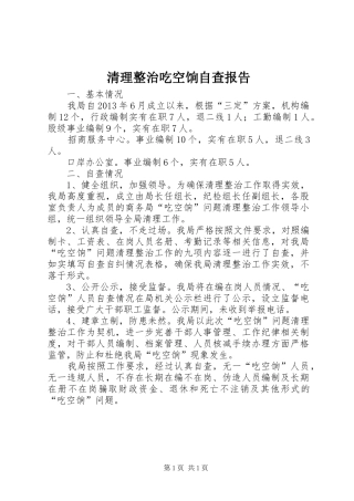 清理整治吃空饷自查报告