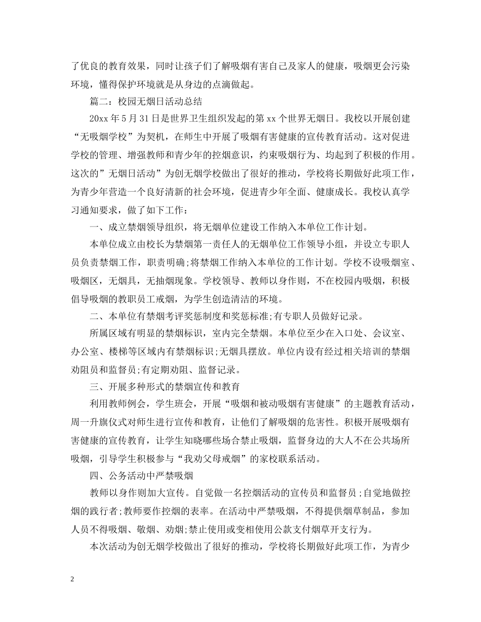 校园无烟日活动总结 _第2页