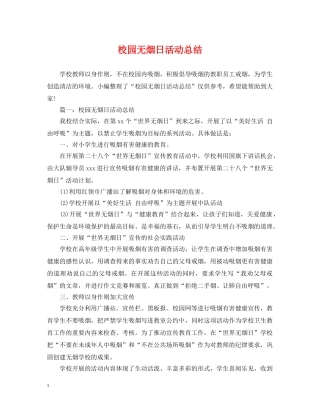 校园无烟日活动总结 