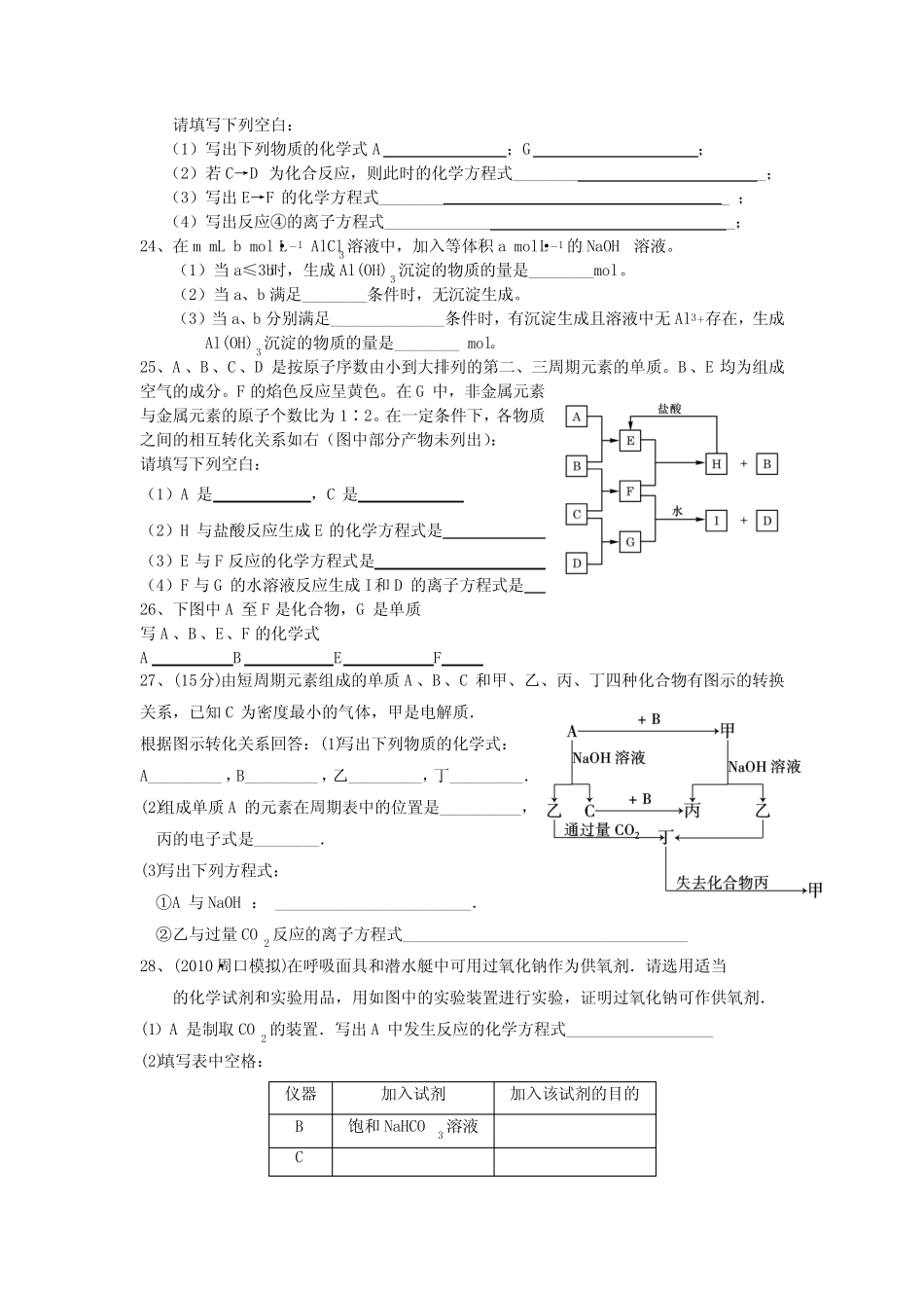 高三一轮复习 专题5、金属及其化合物经典习题_第3页