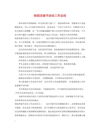 校园圣诞节活动工作总结 