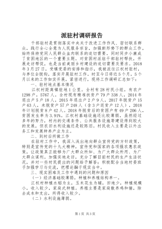 派驻村调研报告