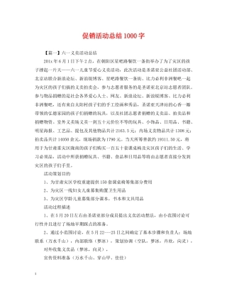 促销活动总结1000字