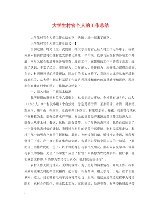 大学生村官个人的工作总结