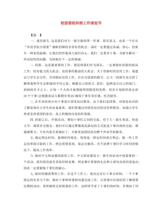 校团委组织部工作规划书 