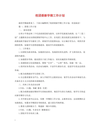校团委新学期工作计划 
