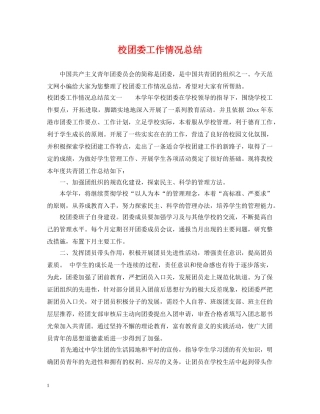 校团委工作情况总结 