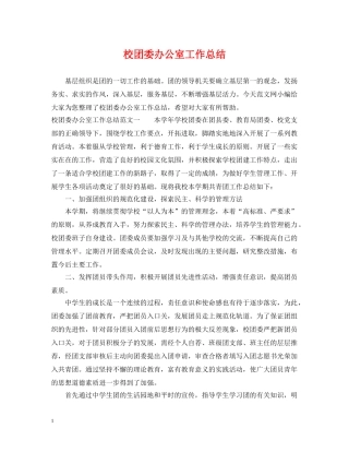 校团委办公室工作总结 