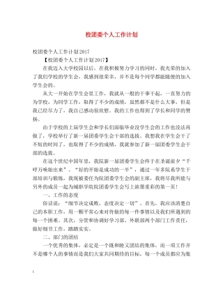 校团委个人工作计划 