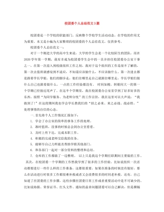 校团委个人总结范文3篇 