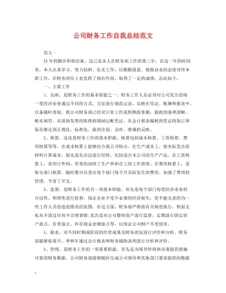 公司财务工作自我总结范文