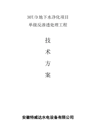 30吨反渗透方案