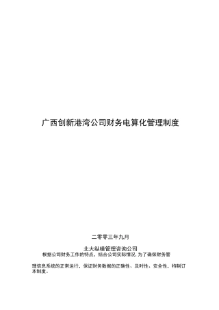 公司财务电算化管理制度