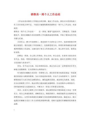 销售员一周个人工作总结