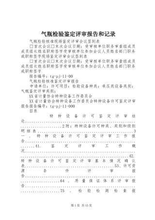 气瓶检验鉴定评审报告和记录