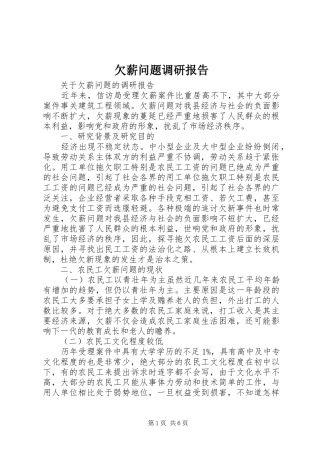 欠薪问题调研报告