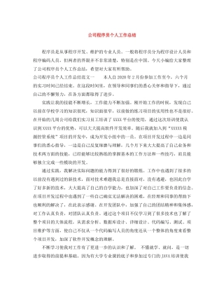 公司程序员个人工作总结