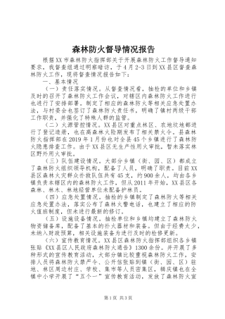 森林防火督导情况报告
