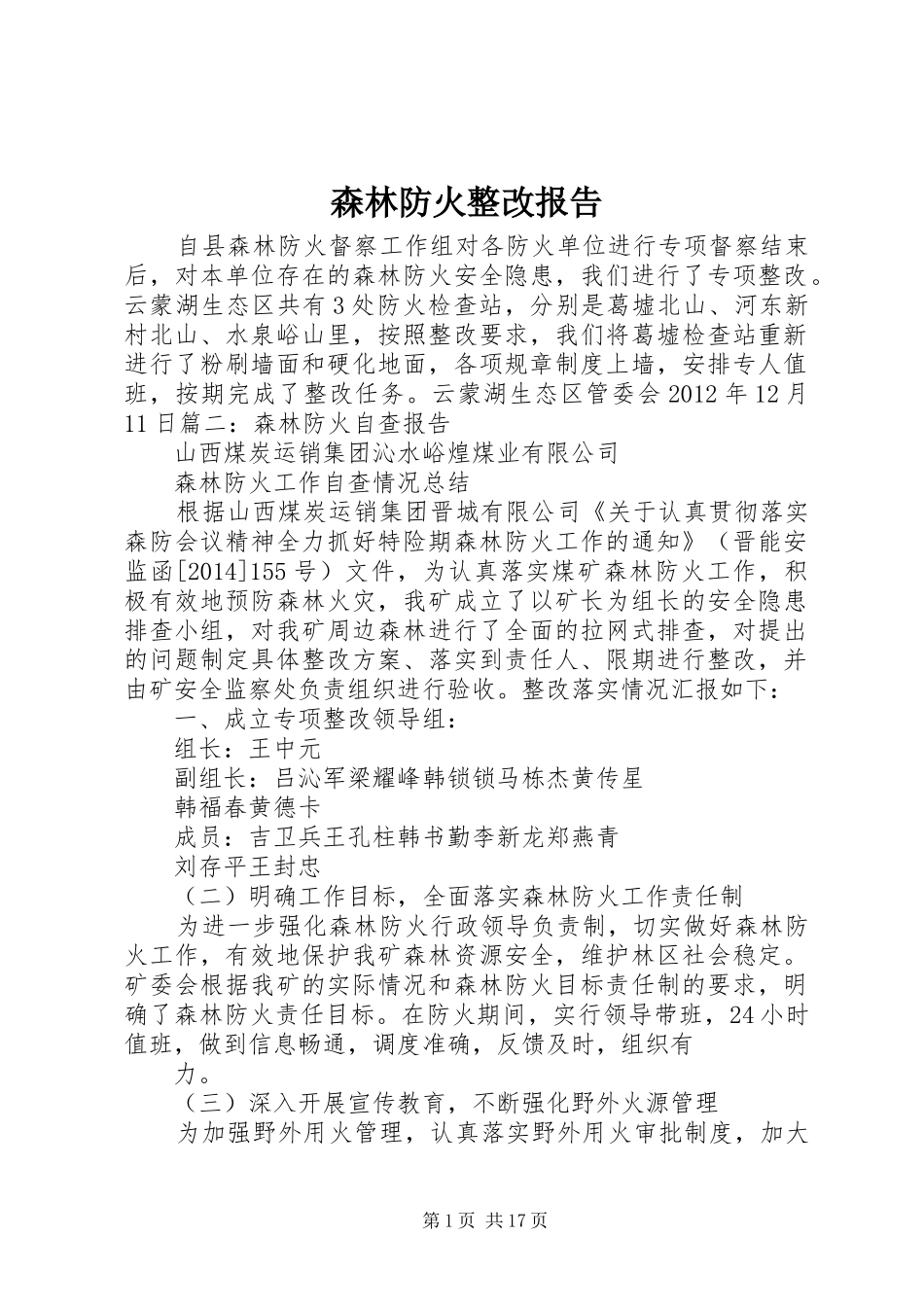 森林防火整改报告_第1页